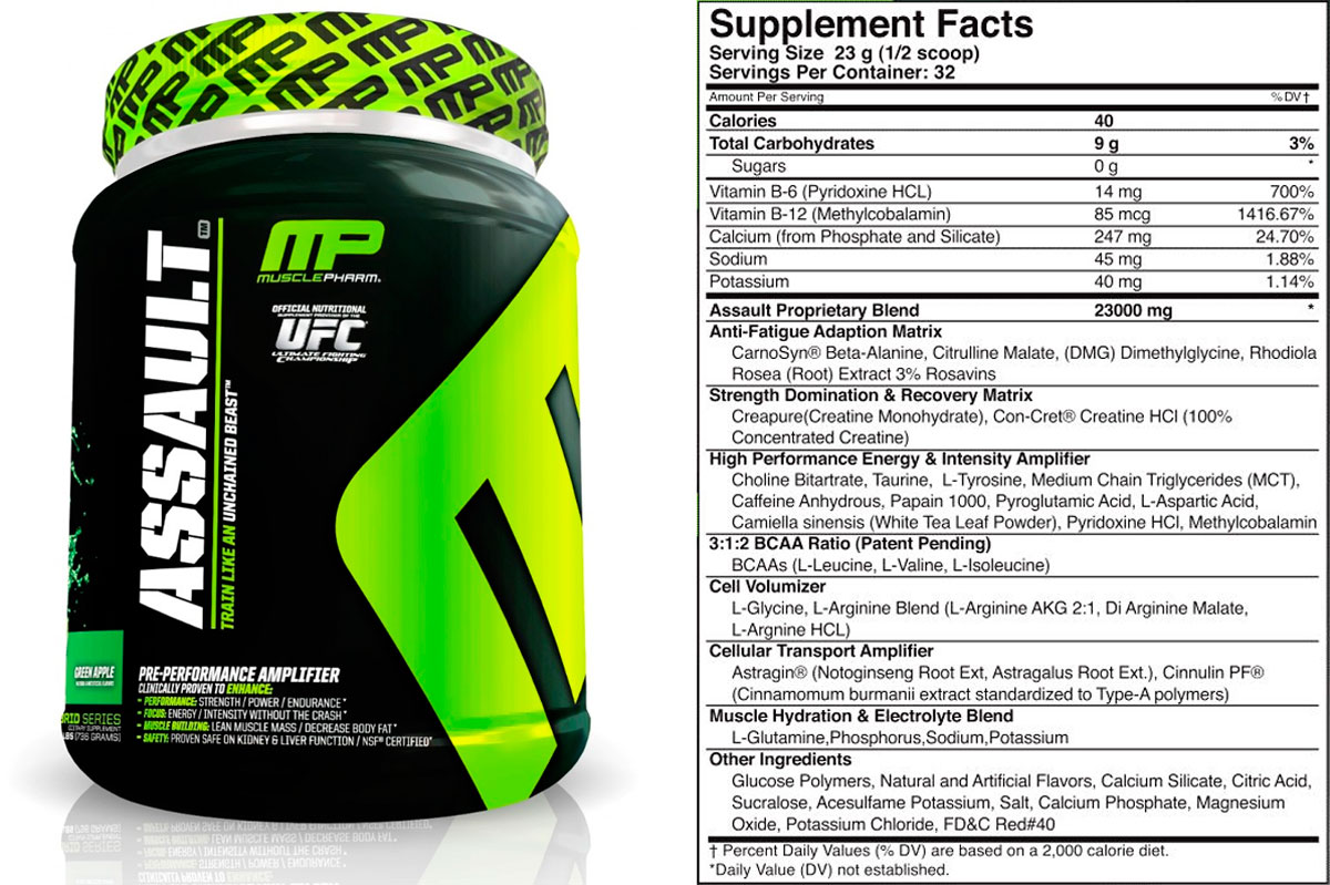 Состав предтреника Assault от MusclePharm