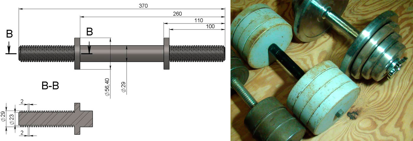 Металлические гантели своими руками
